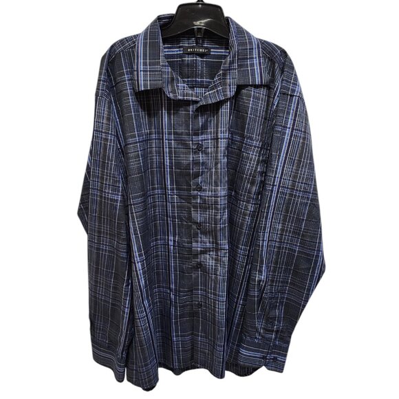 Britches Plaid Button-Up Shirt Men’s XLT Blue Gray Long Sleeve Casual Cotton - Picture 1 of 11